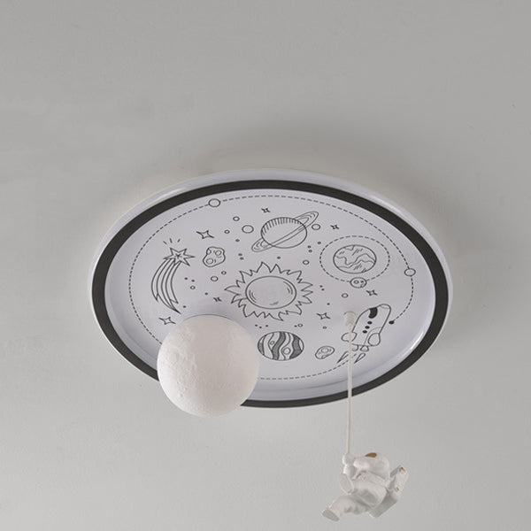 Resin Astronaut Planet Iron Acrylic LED Flush Ceiling Light