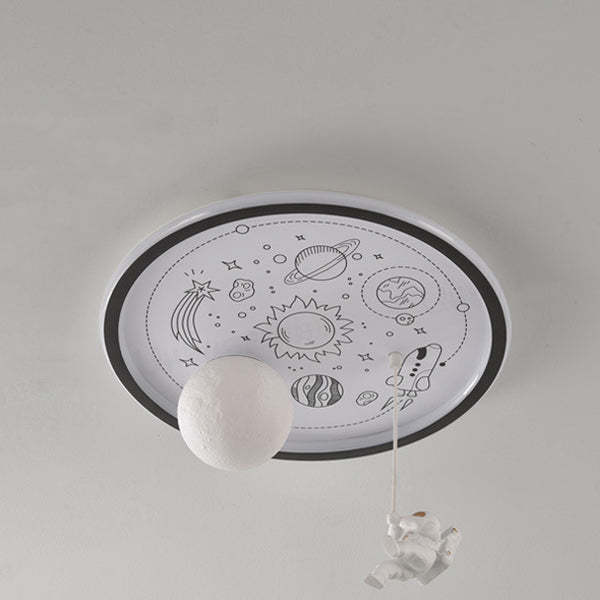 Resin Astronaut Planet Iron Acrylic LED Flush Ceiling Light