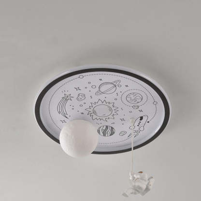 Resin Astronaut Planet Iron Acrylic LED Flush Ceiling Light