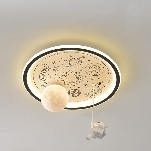 Resin Astronaut Planet Iron Acrylic LED Flush Ceiling Light
