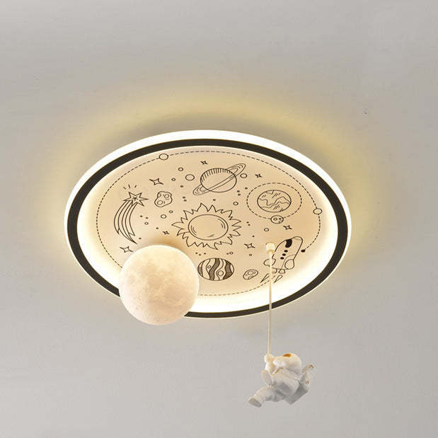 Resin Astronaut Planet Iron Acrylic LED Flush Ceiling Light