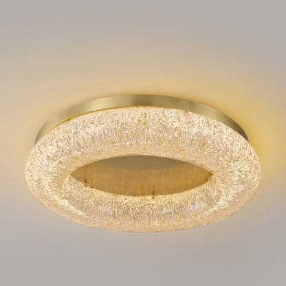 Gold Leaf Resin Copper Ring LED Flush Ceiling Light