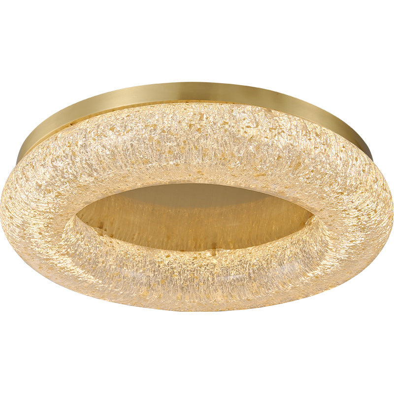 Gold Leaf Resin Copper Ring LED Flush Ceiling Light
