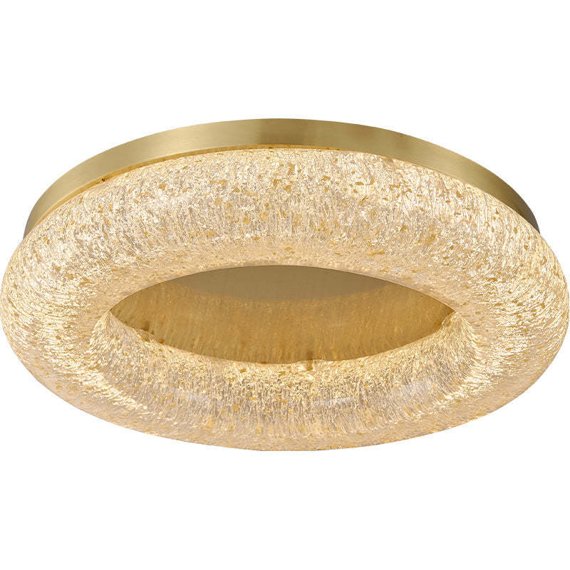 Gold Leaf Resin Copper Ring LED Flush Ceiling Light