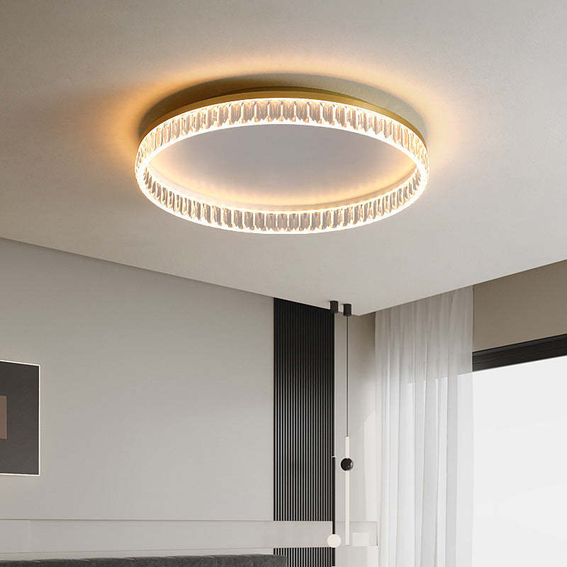 Iron Diamond-Cut PMMA Round LED Flush Ceiling Light