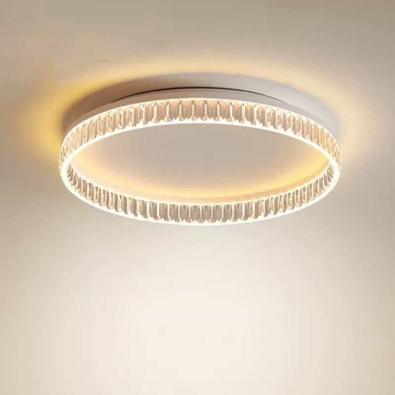 Iron Diamond-Cut PMMA Round LED Flush Ceiling Light