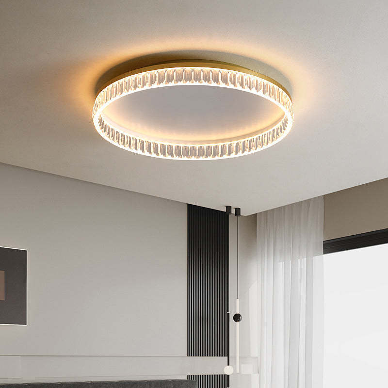 Iron Diamond-Cut PMMA Round LED Flush Ceiling Light