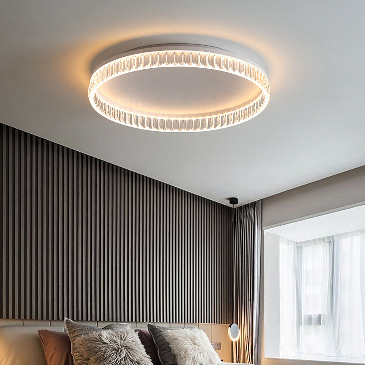 Iron Diamond-Cut PMMA Round LED Flush Ceiling Light