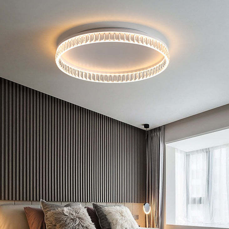 Iron Diamond-Cut PMMA Round LED Flush Ceiling Light