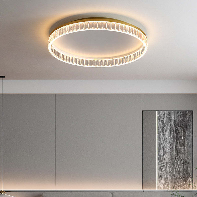 Iron Diamond-Cut PMMA Round LED Flush Ceiling Light