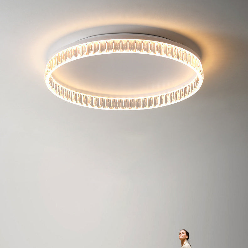 Iron Diamond-Cut PMMA Round LED Flush Ceiling Light