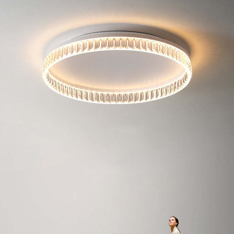 Iron Diamond-Cut PMMA Round LED Flush Ceiling Light