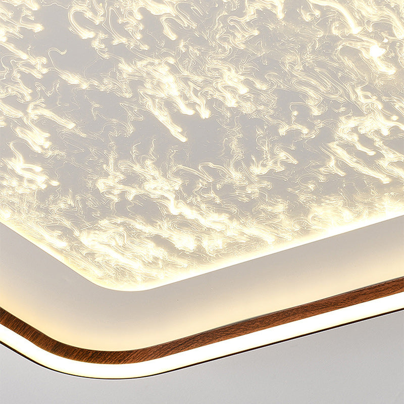 Chinese Frosted Smoky Acrylic Woodgrain LED Flush Light