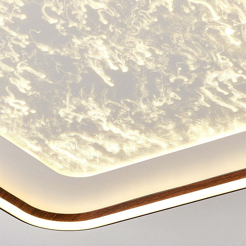 Chinese Frosted Smoky Acrylic Woodgrain LED Flush Light