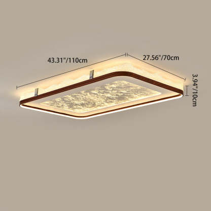 Chinese Frosted Smoky Acrylic Woodgrain LED Flush Light