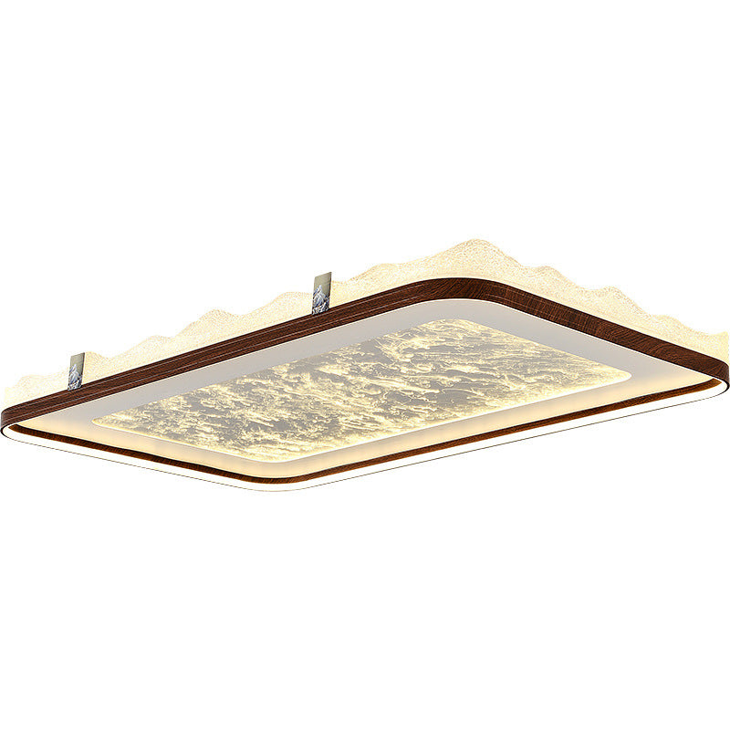 Chinese Frosted Smoky Acrylic Woodgrain LED Flush Light
