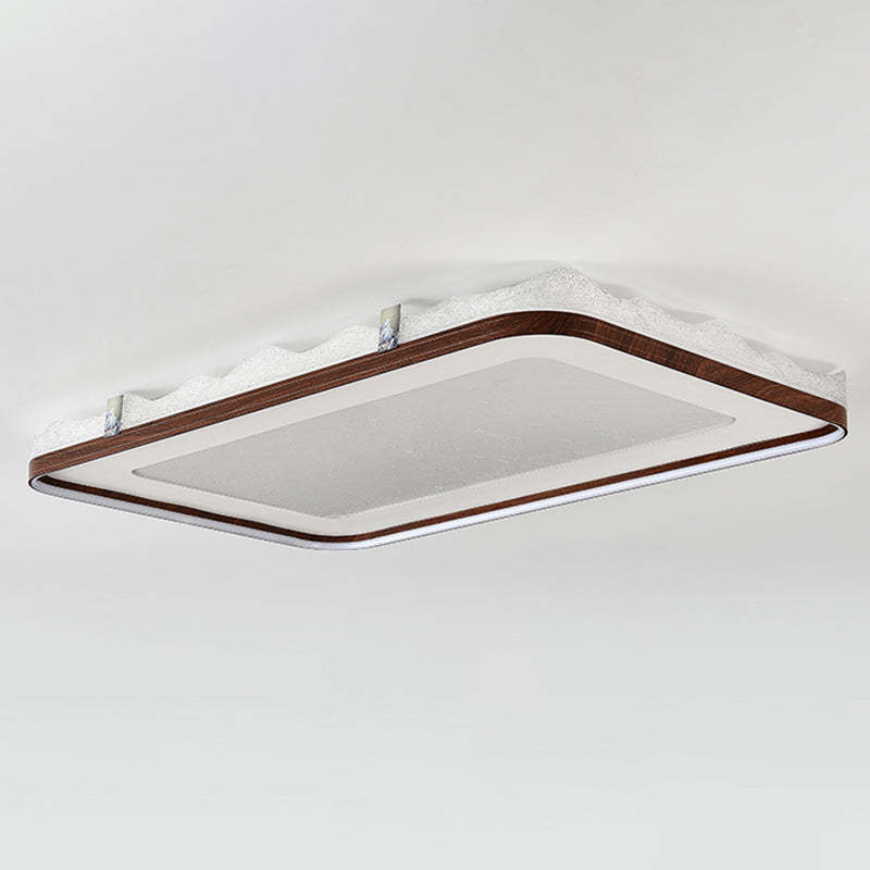 Chinese Frosted Smoky Acrylic Woodgrain LED Flush Light