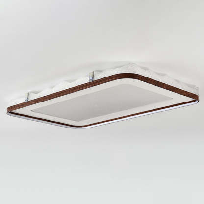 Chinese Frosted Smoky Acrylic Woodgrain LED Flush Light