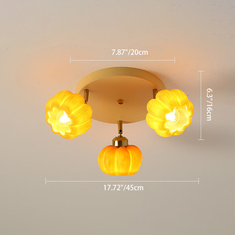 French Resin Pumpkin 3/5/6/7-Light Ceiling Light