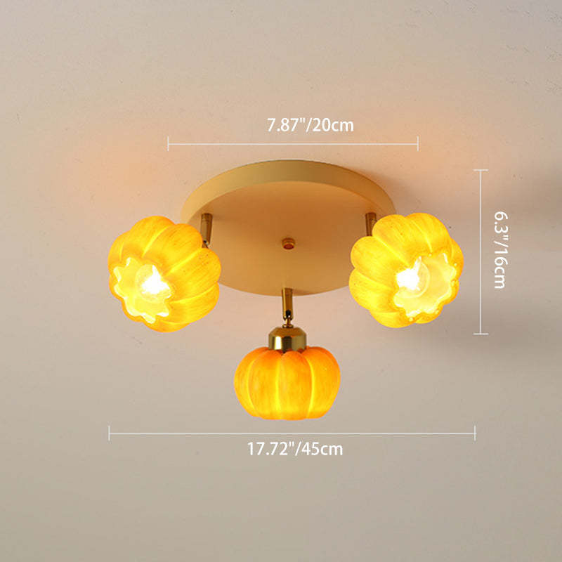 French Resin Pumpkin 3/5/6/7-Light Ceiling Light
