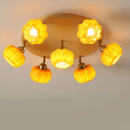 French Resin Pumpkin 3/5/6/7-Light Ceiling Light
