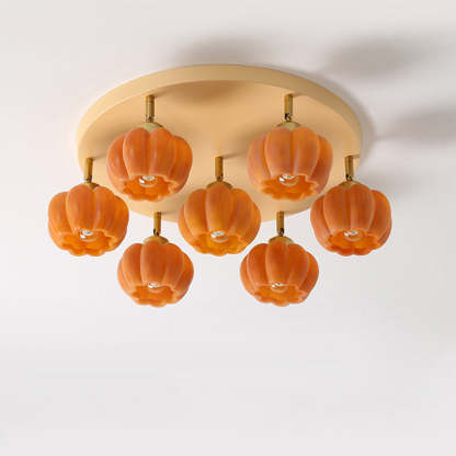 French Resin Pumpkin 3/5/6/7-Light Ceiling Light