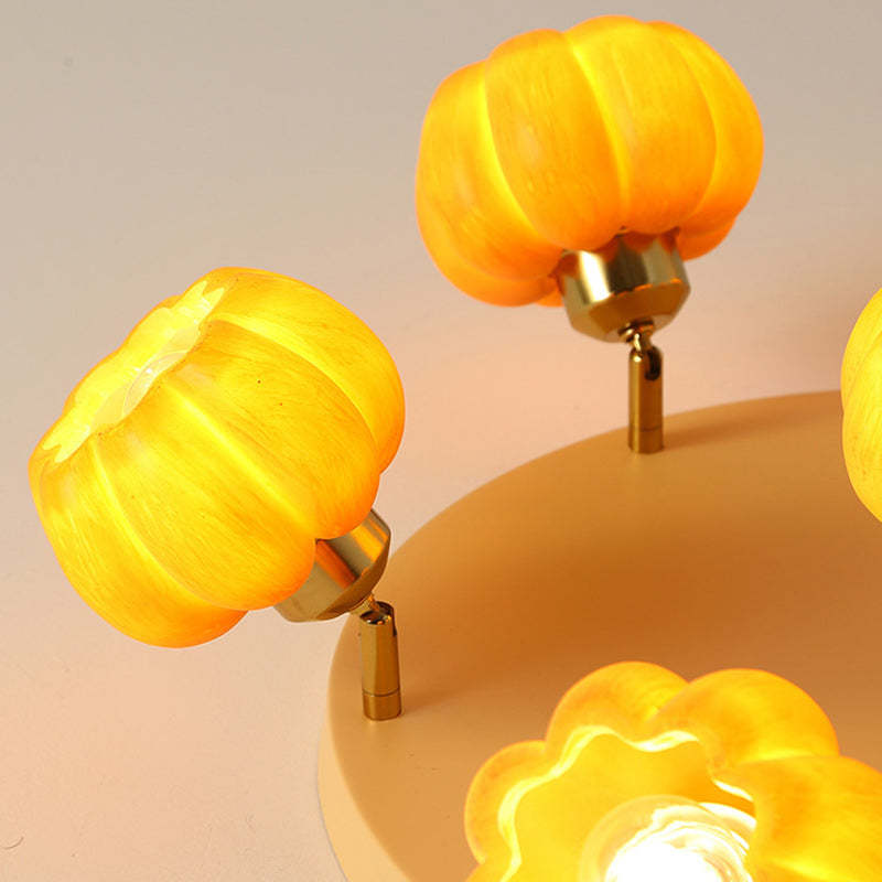 French Resin Pumpkin 3/5/6/7-Light Ceiling Light
