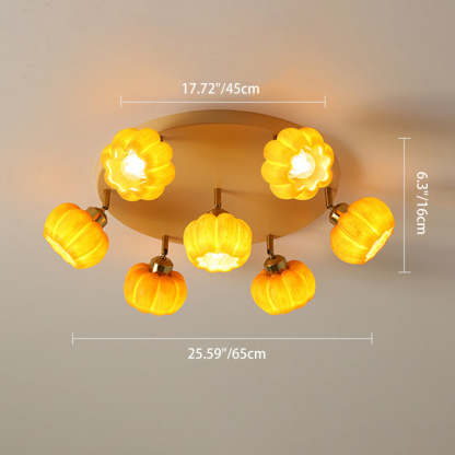 French Resin Pumpkin 3/5/6/7-Light Ceiling Light