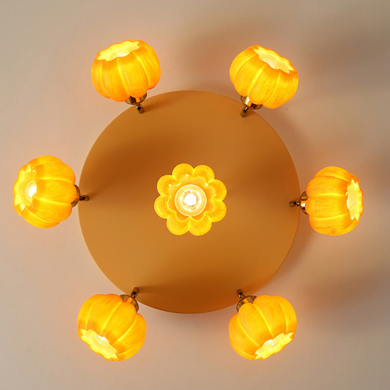 French Resin Pumpkin 3/5/6/7-Light Ceiling Light