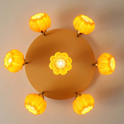 French Resin Pumpkin 3/5/6/7-Light Ceiling Light