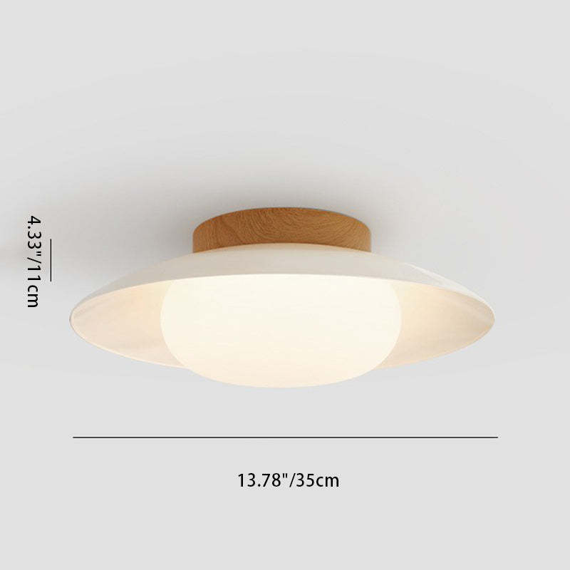 Scandinavian Cream Round Dome Metal Acrylic LED Flush Light