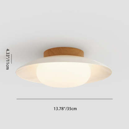 Scandinavian Cream Round Dome Metal Acrylic LED Flush Light
