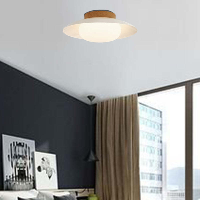 Scandinavian Cream Round Dome Metal Acrylic LED Flush Light