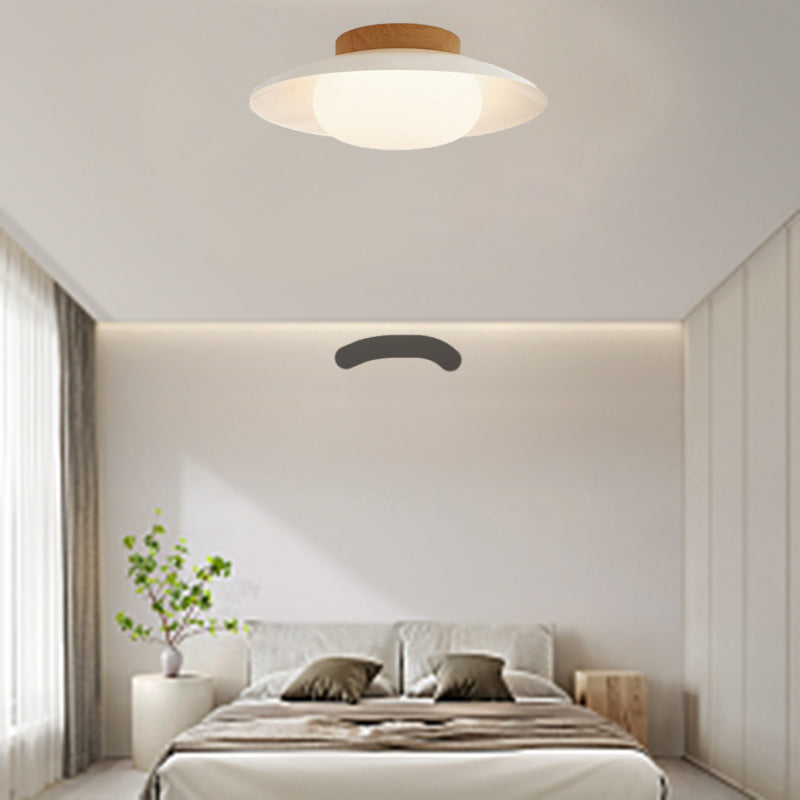 Scandinavian Cream Round Dome Metal Acrylic LED Flush Light