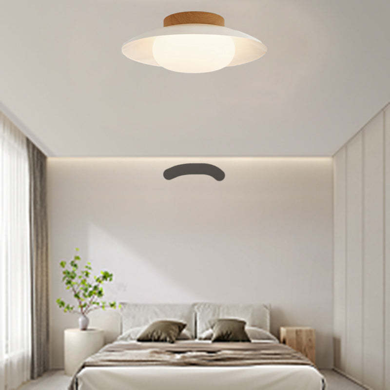 Scandinavian Cream Round Dome Metal Acrylic LED Flush Light