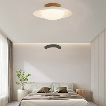 Scandinavian Cream Round Dome Metal Acrylic LED Flush Light