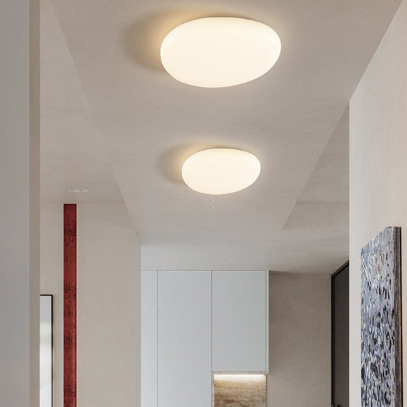 Minimalist Oval Iron Acrylic LED Flush Mount Light