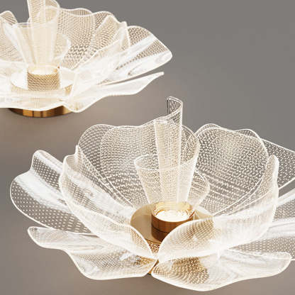 Modern Luxury Flower Petal Dome Iron Acrylic LED Flush Mount Ceiling Light For Bedroom