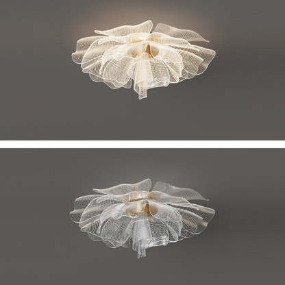 Modern Luxury Flower Petal Dome Iron Acrylic LED Flush Mount Ceiling Light For Bedroom