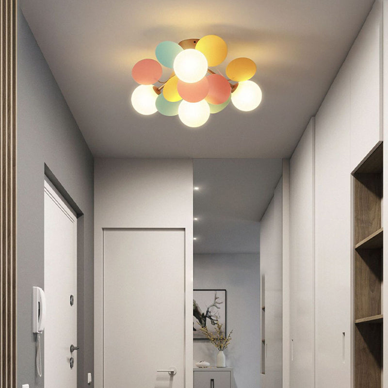 Scandinavian Colorful Flower Orb Metal Light — 1 / White / 220V-240V For UK/AU