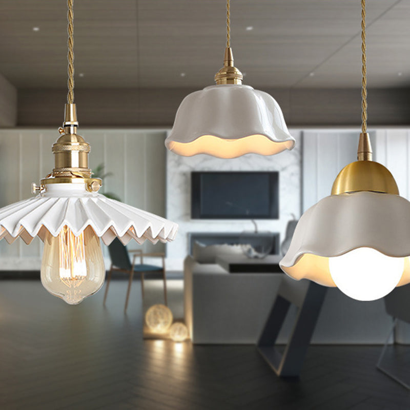 Scandinavian Pleated Half Circle Pendant Light
