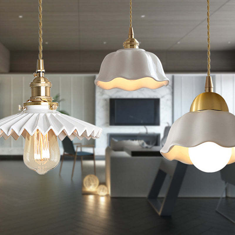 Scandinavian Pleated Half Circle Pendant Light