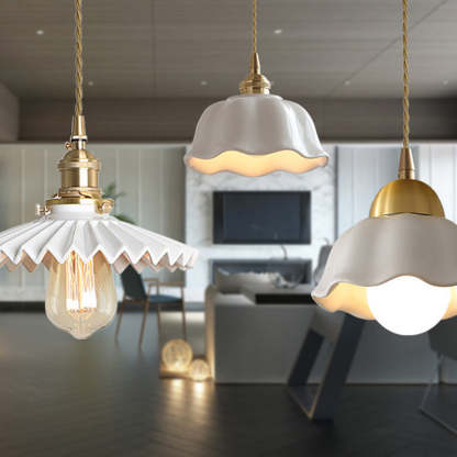 Scandinavian Pleated Half Circle Pendant Light