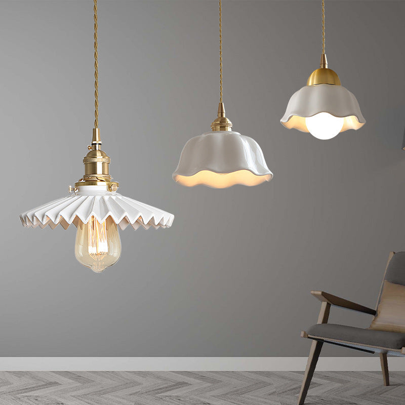 Scandinavian Pleated Half Circle Pendant Light