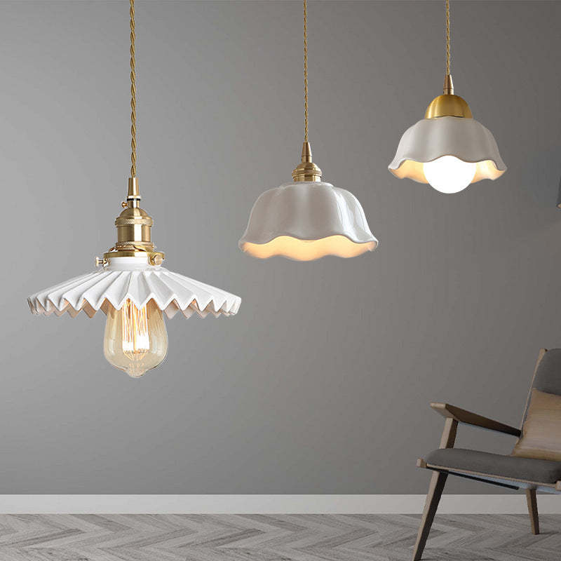 Scandinavian Pleated Half Circle Pendant Light