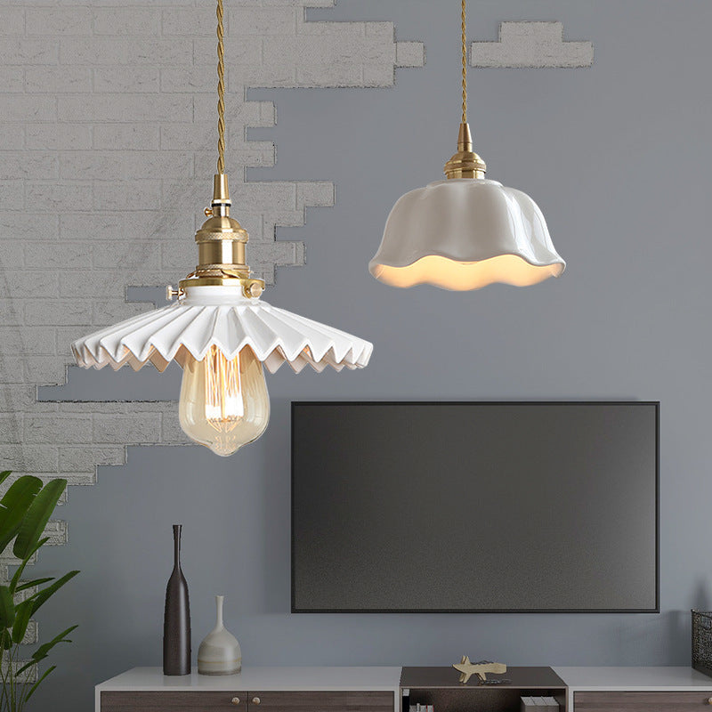 Scandinavian Pleated Half Circle Pendant Light