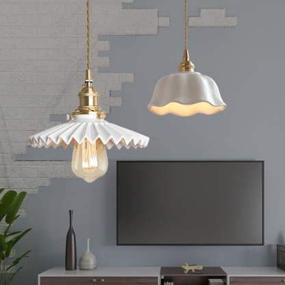Scandinavian Pleated Half Circle Pendant Light