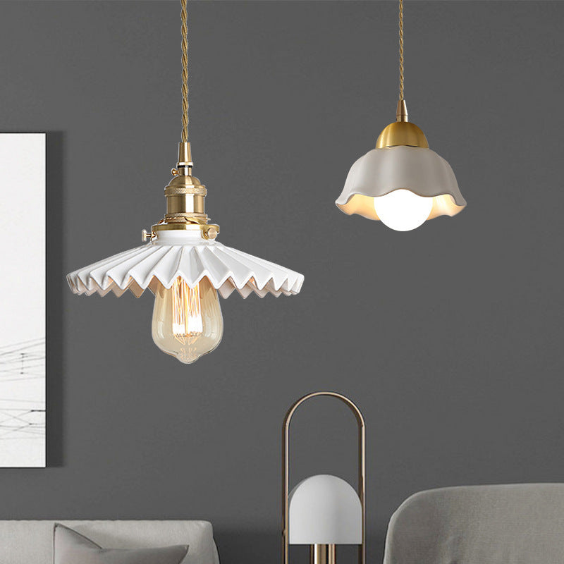 Scandinavian Pleated Half Circle Pendant Light