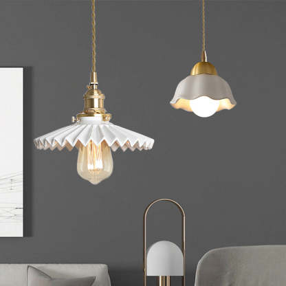 Scandinavian Pleated Half Circle Pendant Light