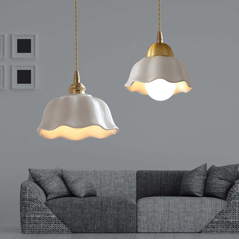 Scandinavian Pleated Half Circle Pendant Light